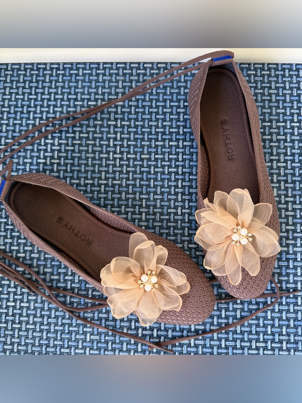 Rothy's Round-Toe Brown Ballet Flats with Straps Size 8